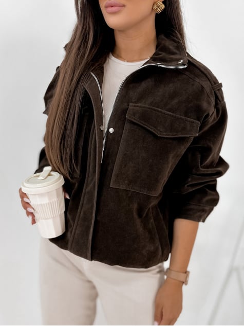 KURTKA ZAMSZOWA SALOME CIEMNOBRĄZOWA