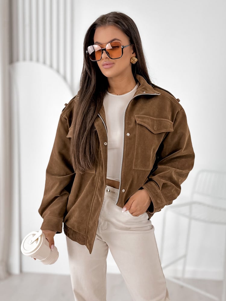 KURTKA ZAMSZOWA SALOME BRĄZOWA