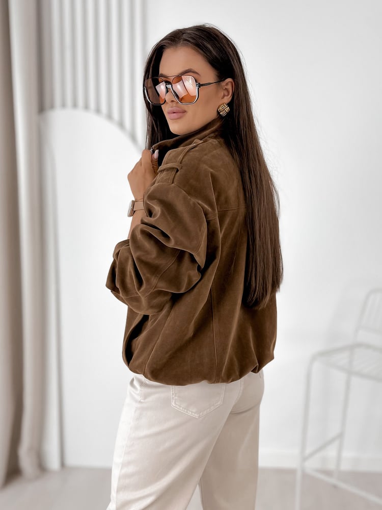 KURTKA ZAMSZOWA SALOME BRĄZOWA