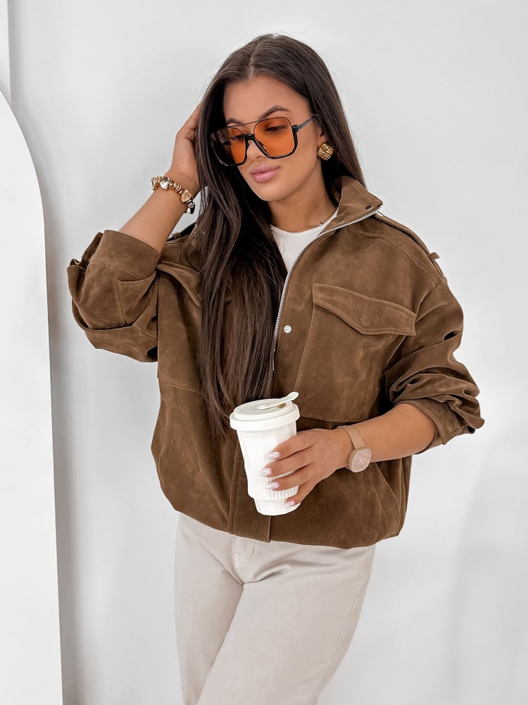 KURTKA ZAMSZOWA SALOME BRĄZOWA