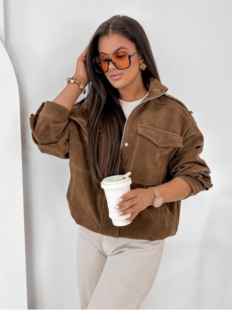 KURTKA ZAMSZOWA SALOME BRĄZOWA