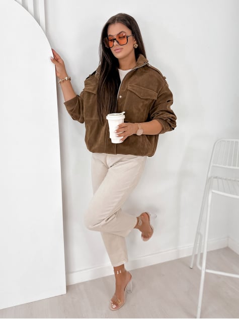 KURTKA ZAMSZOWA SALOME BRĄZOWA