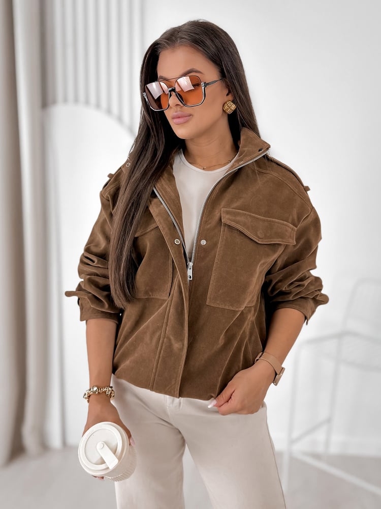 KURTKA ZAMSZOWA SALOME BRĄZOWA