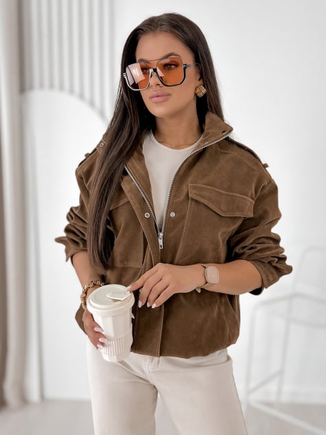 KURTKA ZAMSZOWA SALOME BRĄZOWA