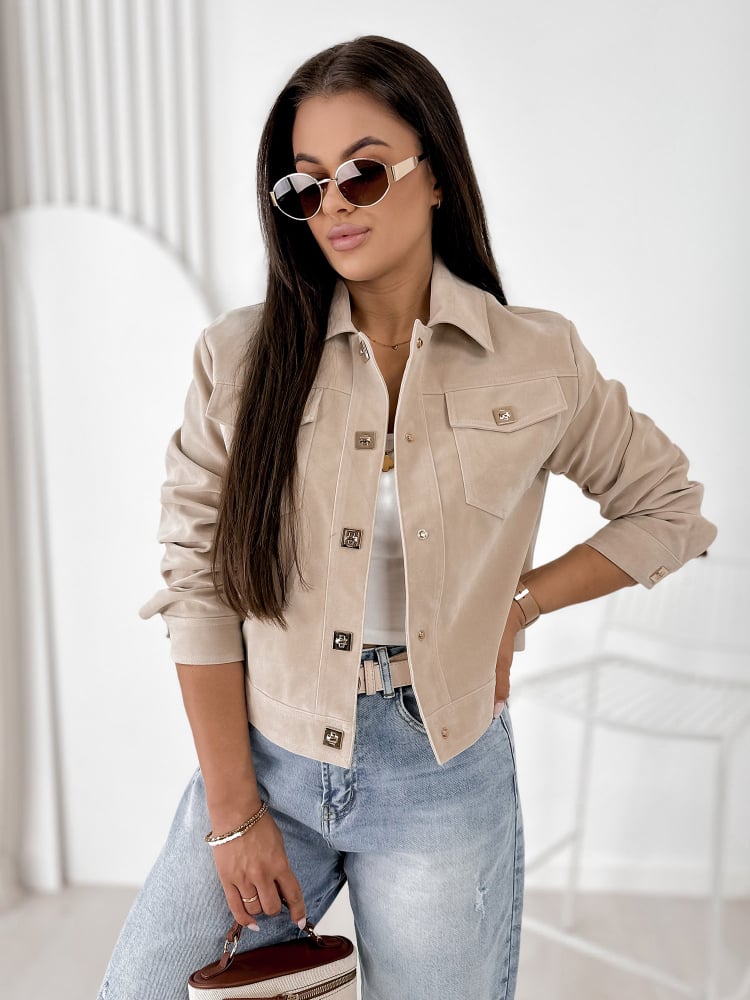 KURTKA ZAMSZOWA MONTEVERDI BEŻOWA