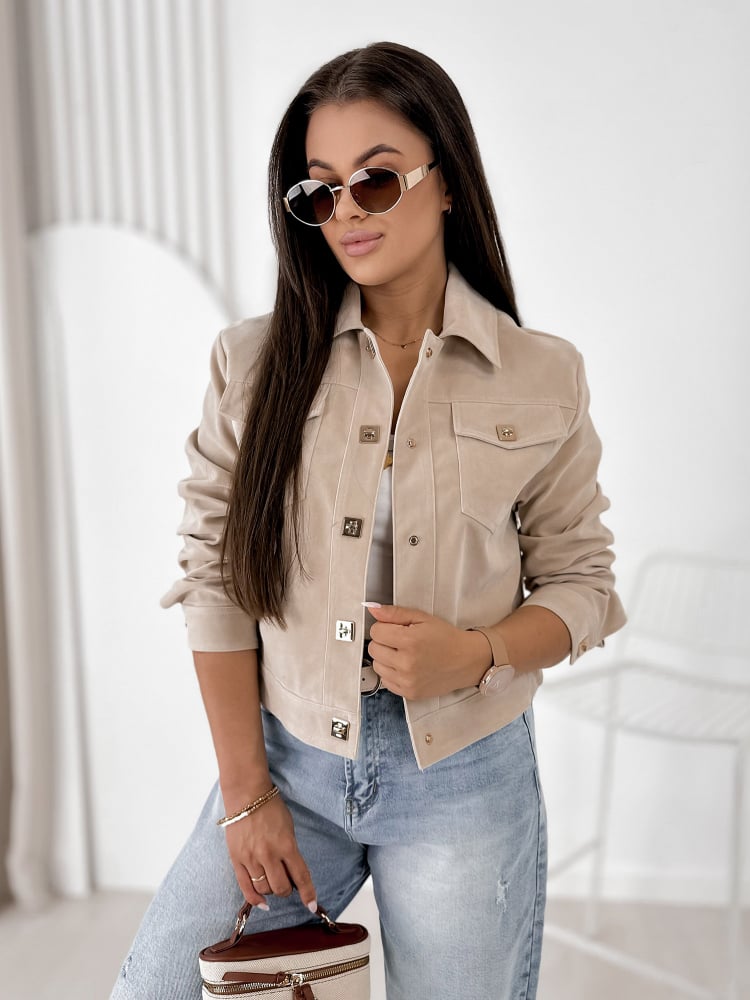 KURTKA ZAMSZOWA MONTEVERDI BEŻOWA