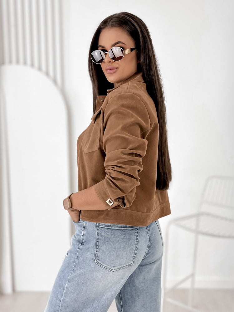 KURTKA ZAMSZOWA MONTEVERDI KARMELOWA