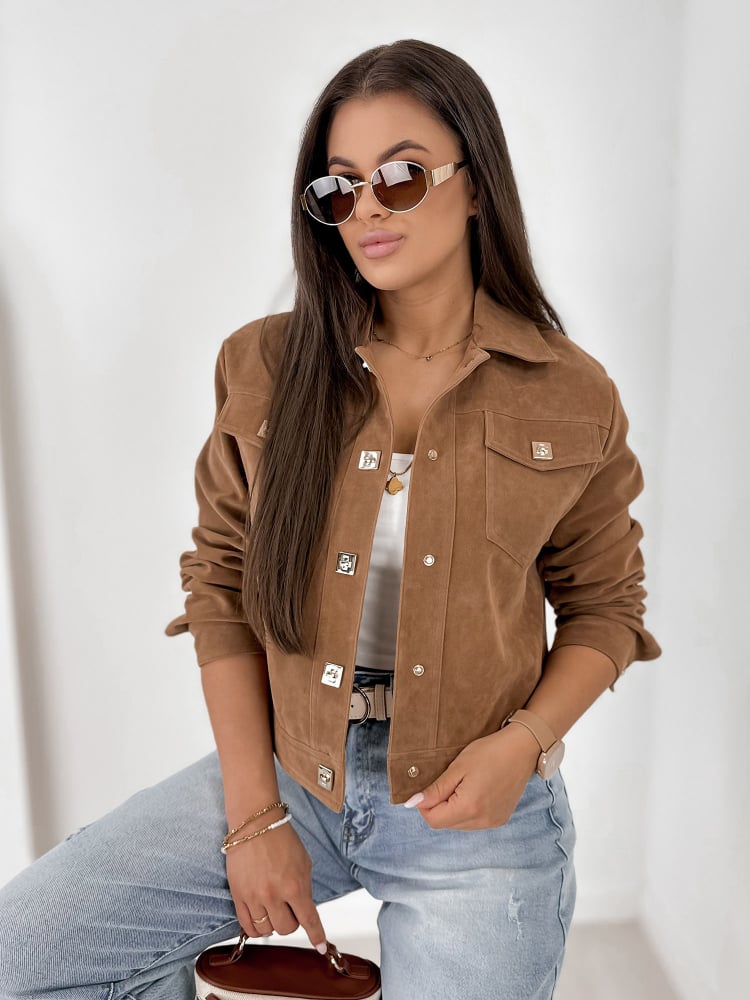 KURTKA ZAMSZOWA MONTEVERDI KARMELOWA