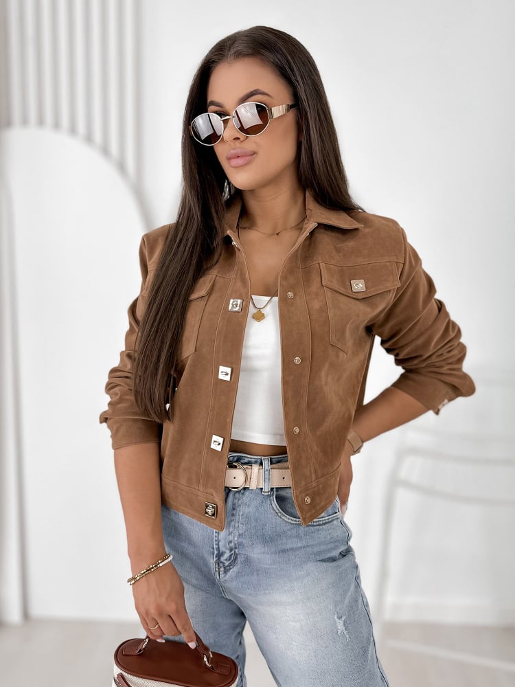 KURTKA ZAMSZOWA MONTEVERDI KARMELOWA