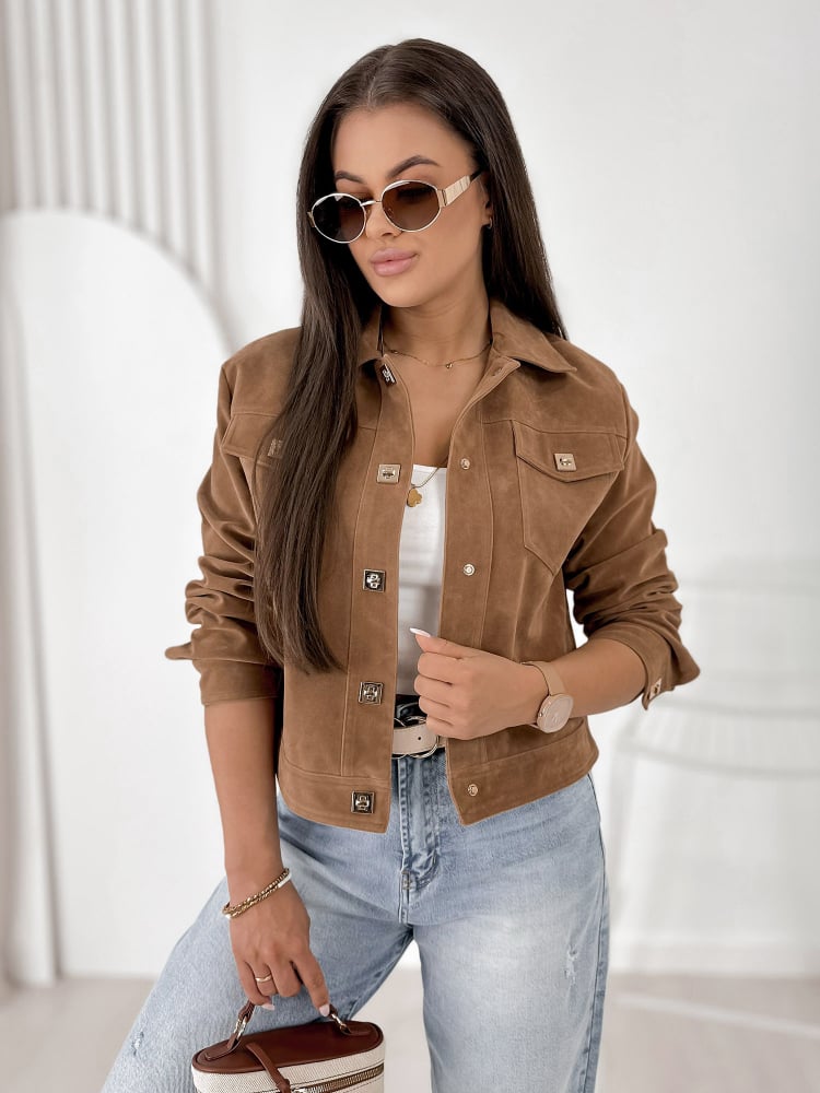 KURTKA ZAMSZOWA MONTEVERDI KARMELOWA