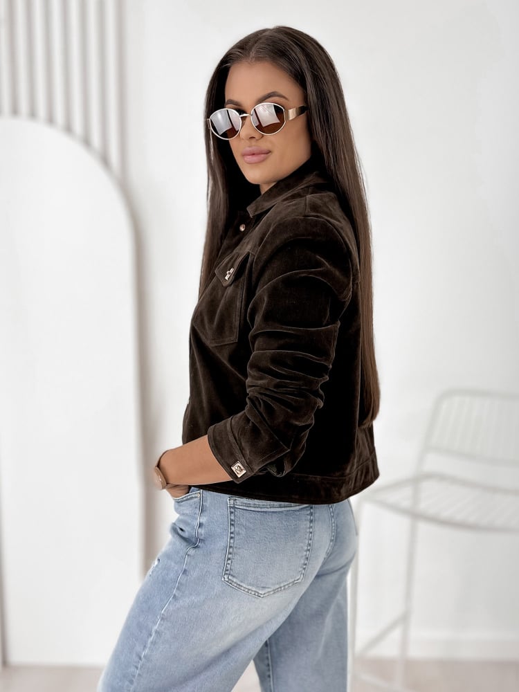 KURTKA ZAMSZOWA MONTEVERDI CIEMNOBRĄZOWA