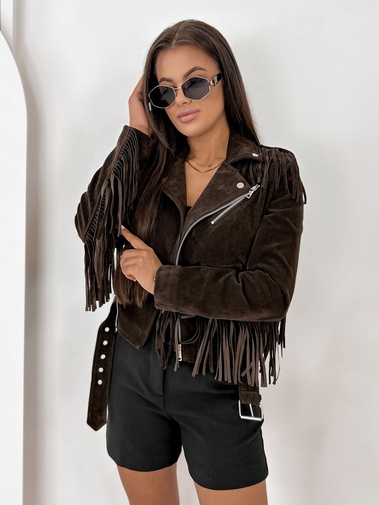 KURTKA ZAMSZOWA SUNDANCE CIEMNOBRĄZOWA