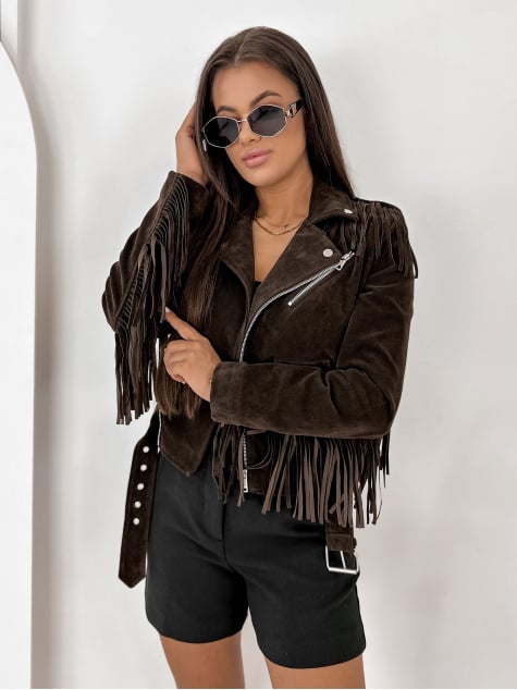 KURTKA ZAMSZOWA SUNDANCE CIEMNOBRĄZOWA