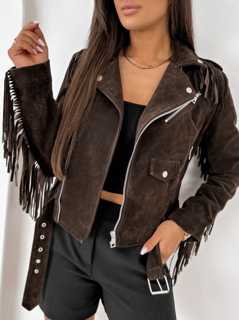 KURTKA ZAMSZOWA SUNDANCE CIEMNOBRĄZOWA