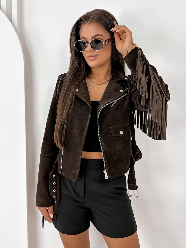 KURTKA ZAMSZOWA SUNDANCE CIEMNOBRĄZOWA