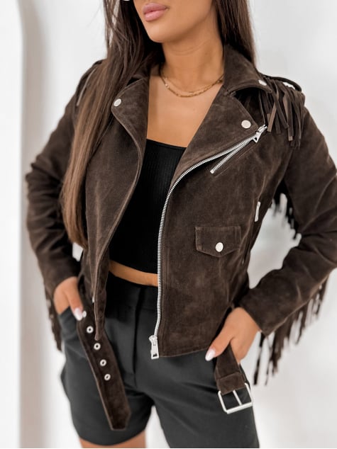 KURTKA ZAMSZOWA SUNDANCE CIEMNOBRĄZOWA