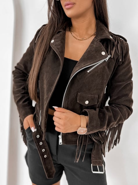 KURTKA ZAMSZOWA SUNDANCE CIEMNOBRĄZOWA