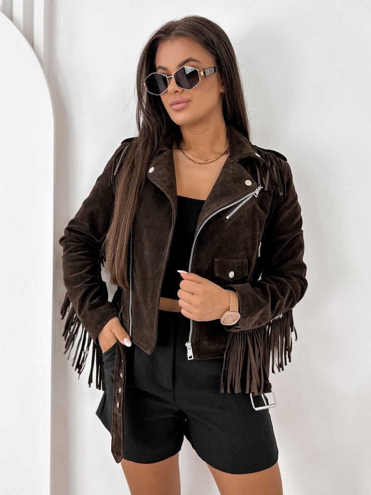 KURTKA ZAMSZOWA SUNDANCE CIEMNOBRĄZOWA