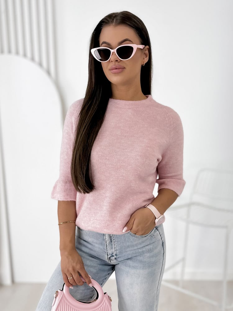 SWETER BRETANE PUDROWY RÓŻ