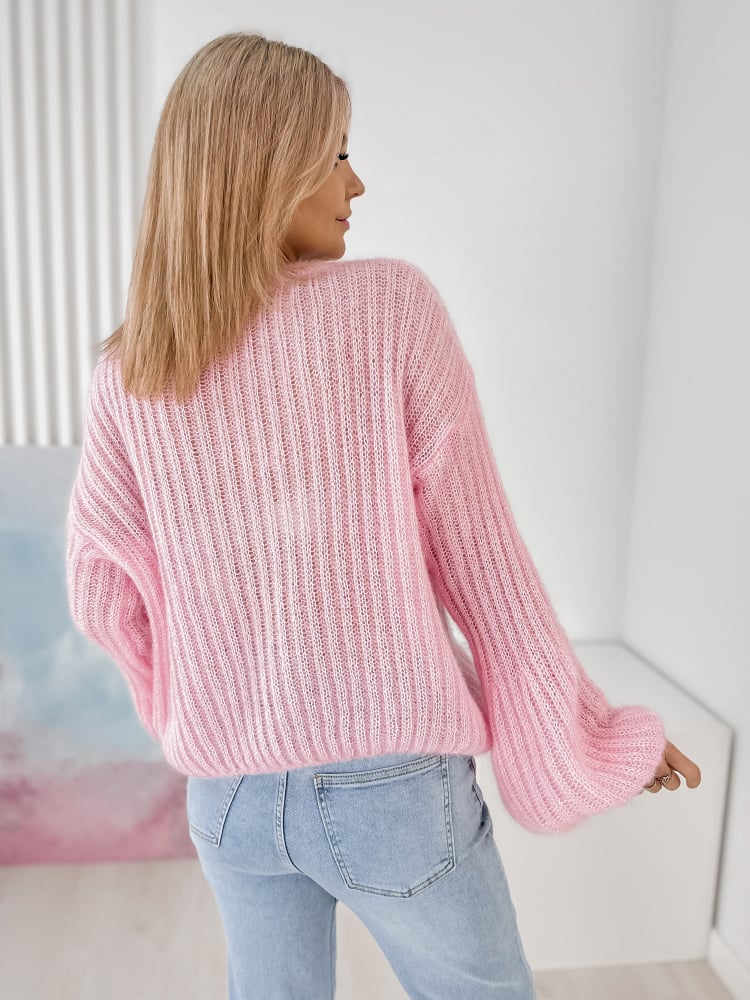 SWETER RAVELLO PUDROWY RÓŻ