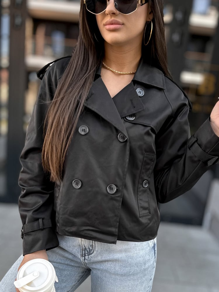 PŁASZCZ TRENCZ DELAWARE CZARNY