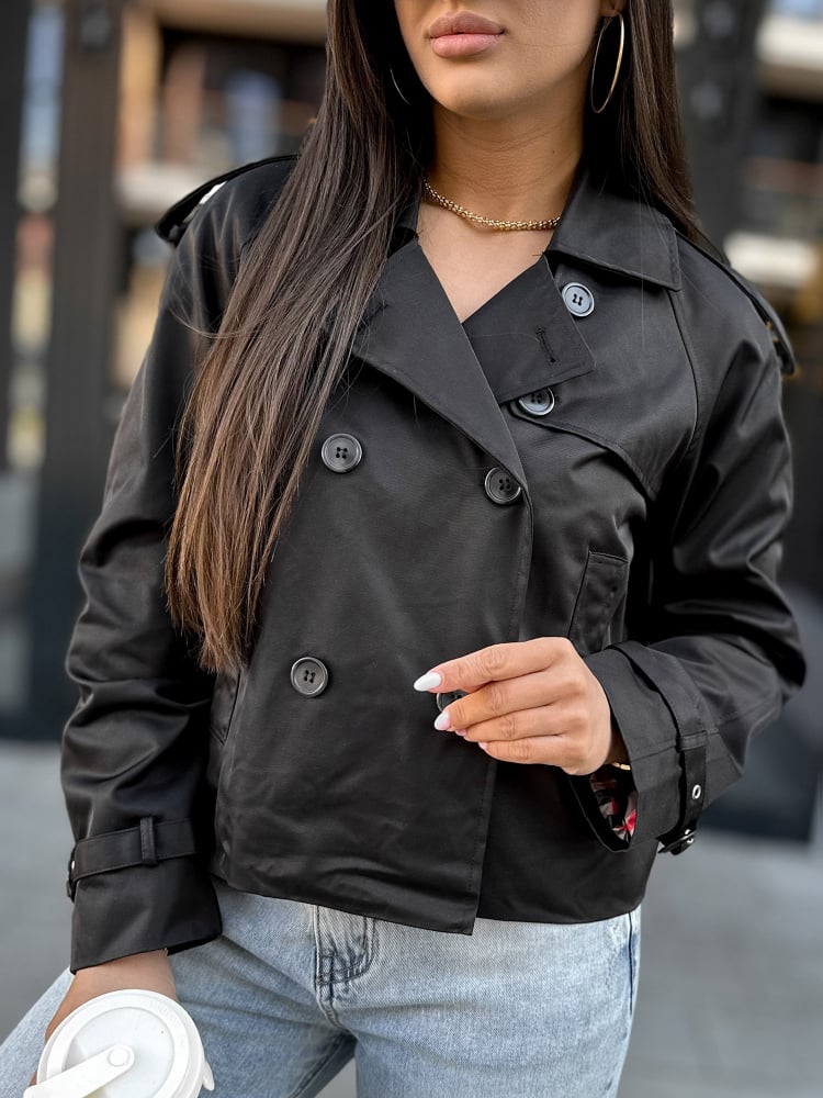 PŁASZCZ TRENCZ DELAWARE CZARNY