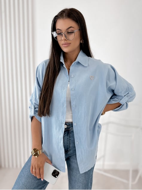 KOSZULA SZTRUKSOWA APOLINARE BŁĘKITNA