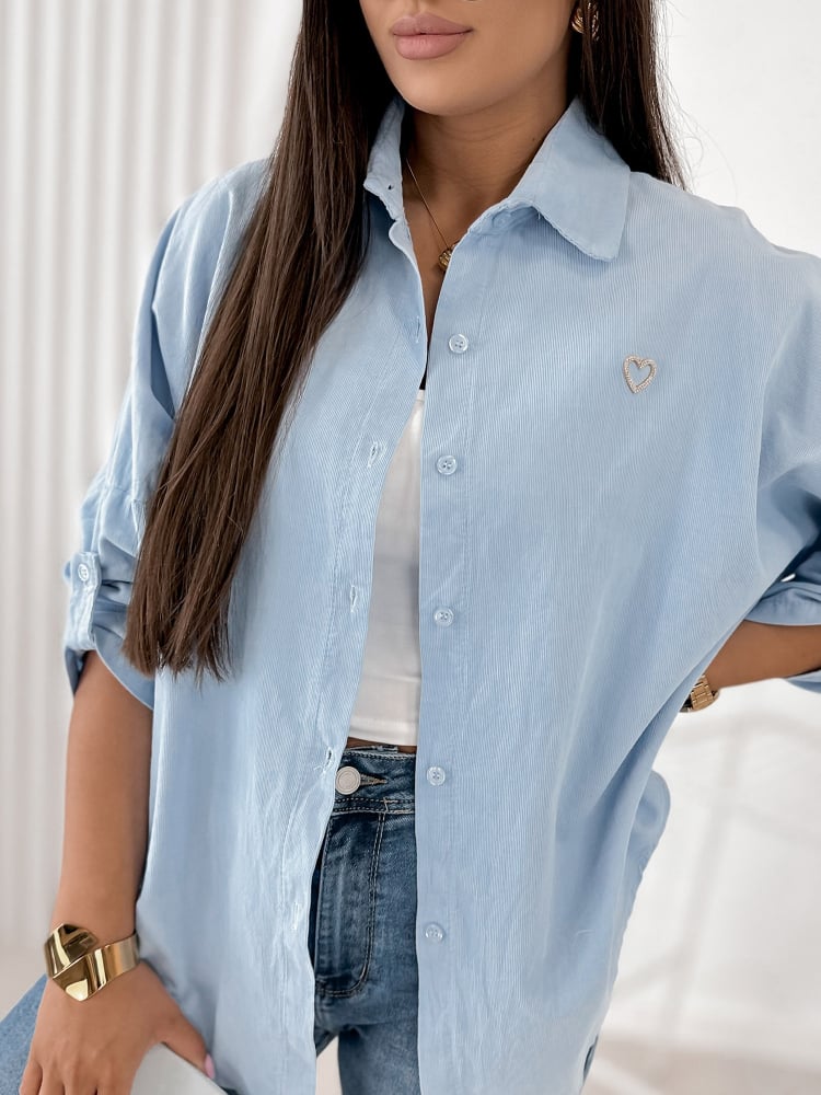 KOSZULA SZTRUKSOWA APOLINARE BŁĘKITNA