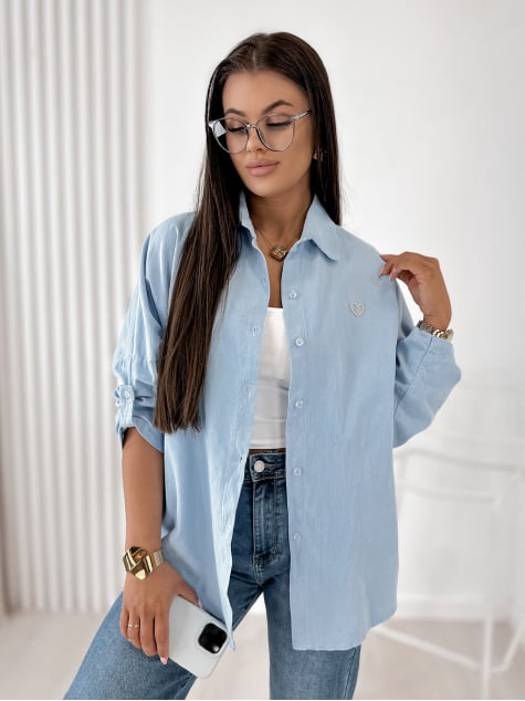 KOSZULA SZTRUKSOWA APOLINARE BŁĘKITNA