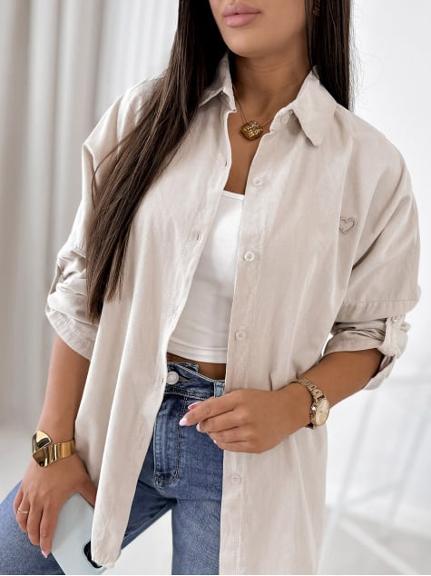 KOSZULA SZTRUKSOWA APOLINARE BEŻOWA