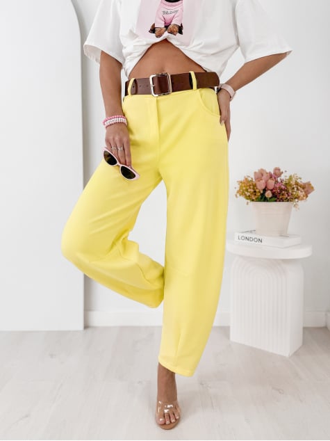 SPODNIE ARETINO ŻÓŁTE