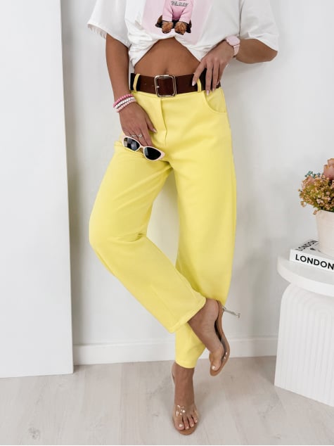 SPODNIE ARETINO ŻÓŁTE