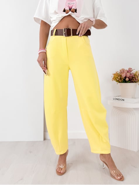 SPODNIE ARETINO ŻÓŁTE