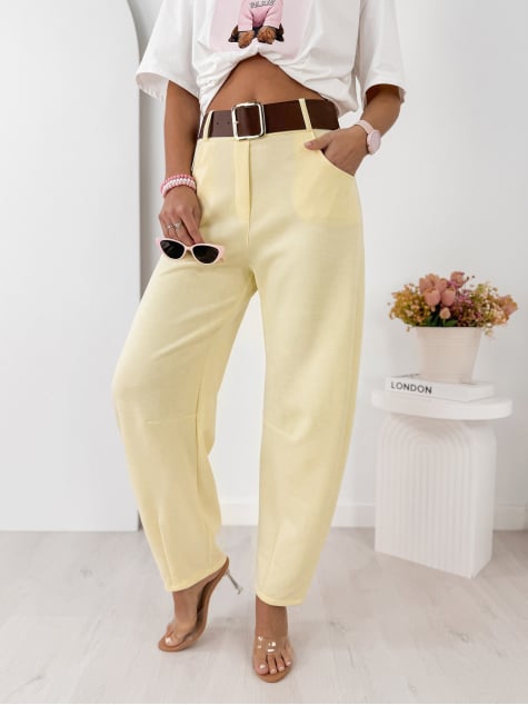 SPODNIE ARETINO JASNOŻÓŁTE