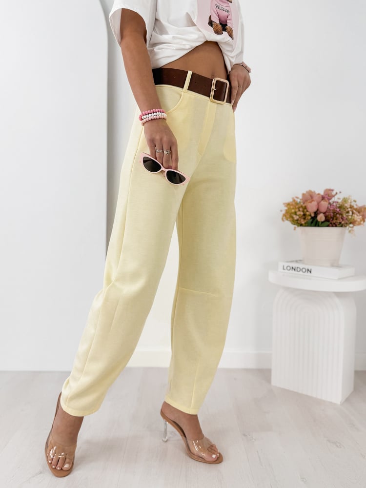 SPODNIE ARETINO JASNOŻÓŁTE