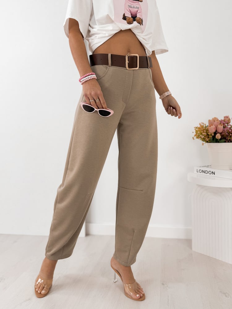 SPODNIE ARETINO CIEMNOBEŻOWE