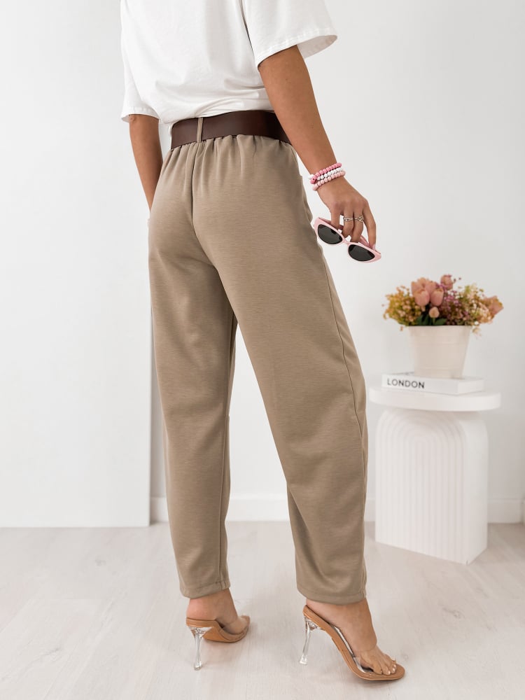 SPODNIE ARETINO CIEMNOBEŻOWE