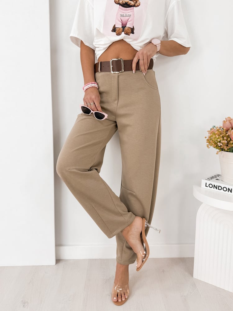 SPODNIE ARETINO CIEMNOBEŻOWE