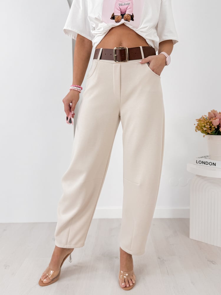 SPODNIE ARETINO BEŻOWE