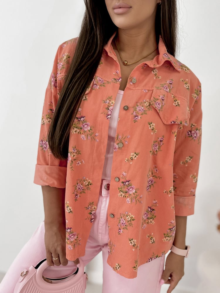 KOSZULA SZTRUKSOWA GARDINI KORALOWA