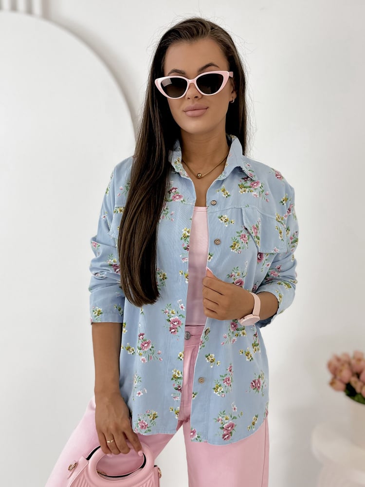 KOSZULA SZTRUKSOWA GARDINI BŁĘKITNA