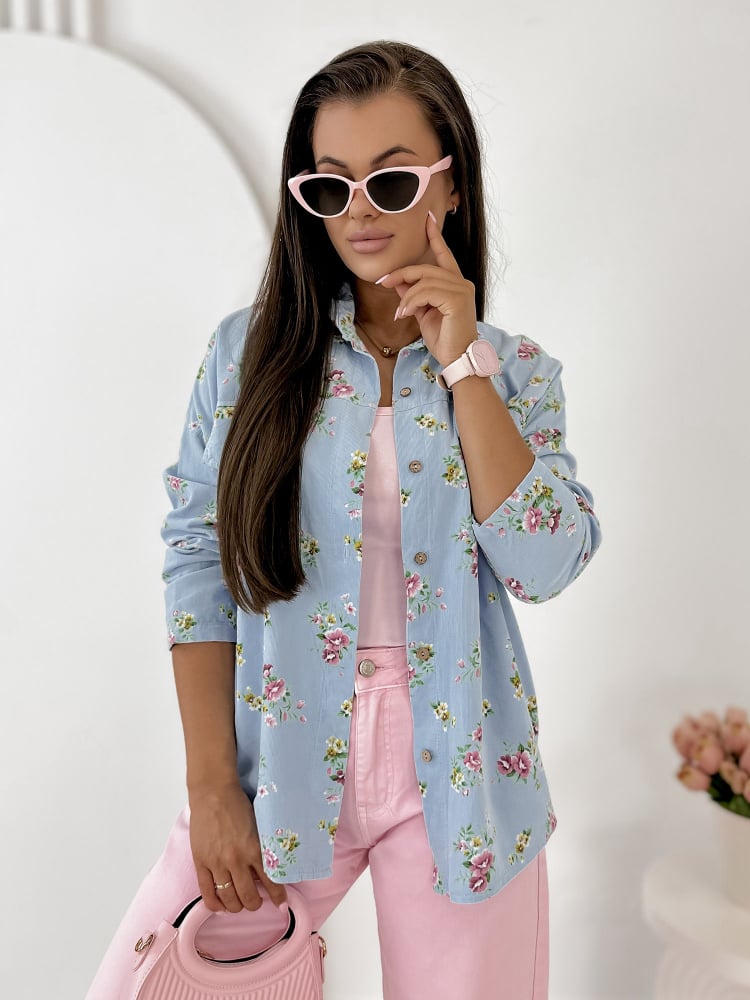 KOSZULA SZTRUKSOWA GARDINI BŁĘKITNA