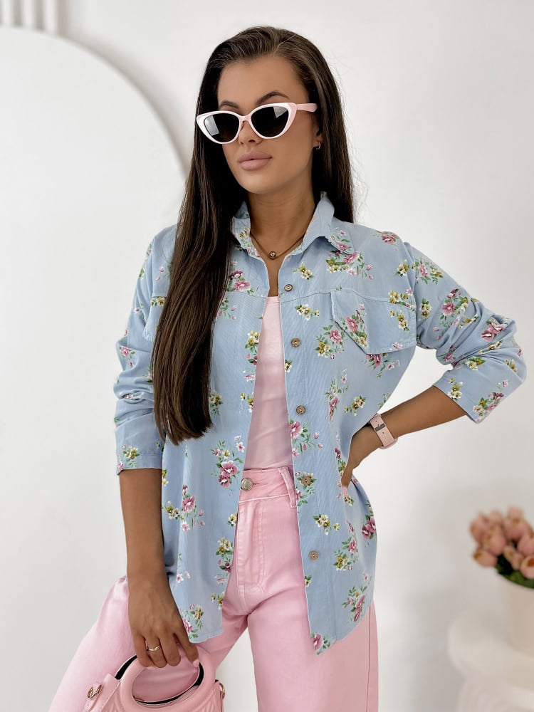 KOSZULA SZTRUKSOWA GARDINI BŁĘKITNA