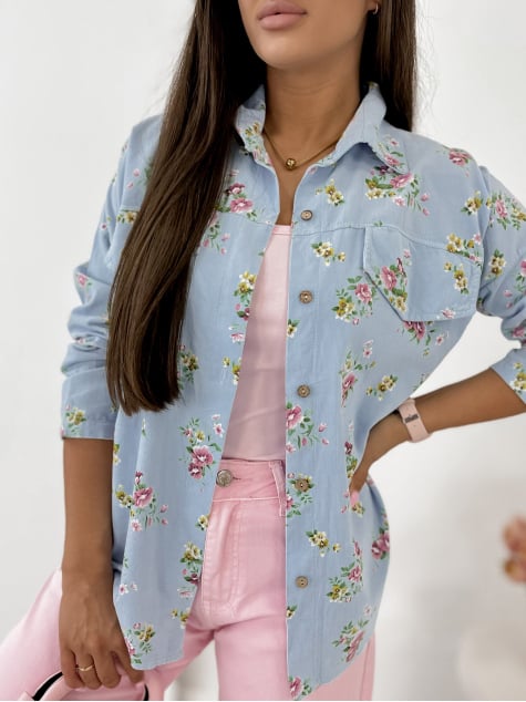 KOSZULA SZTRUKSOWA GARDINI BŁĘKITNA