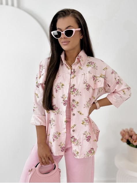 KOSZULA SZTRUKSOWA GARDINI PUDROWY RÓŻ