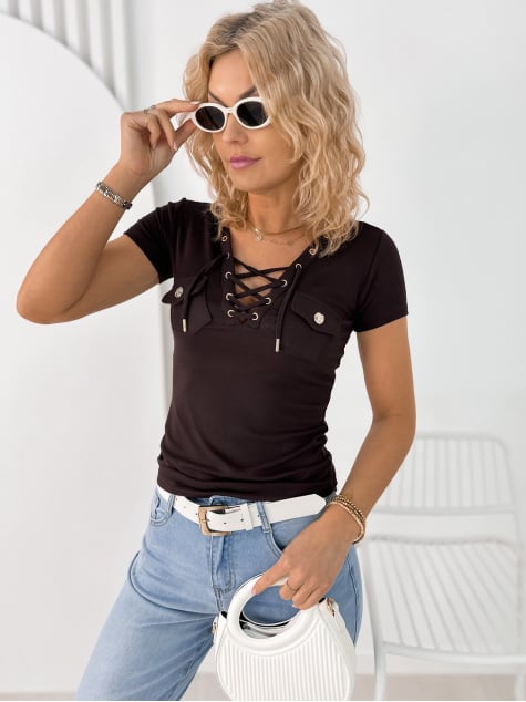 BLUZKA SOMERTON CIEMNOBRĄZOWA