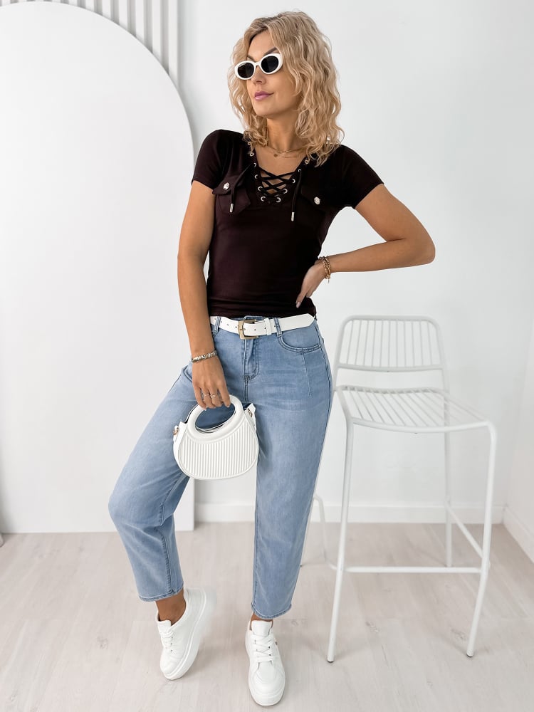 BLUZKA SOMERTON CIEMNOBRĄZOWA