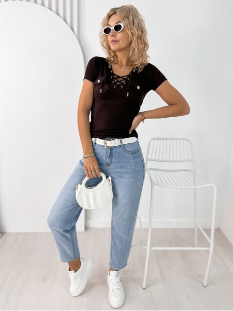 BLUZKA SOMERTON CIEMNOBRĄZOWA