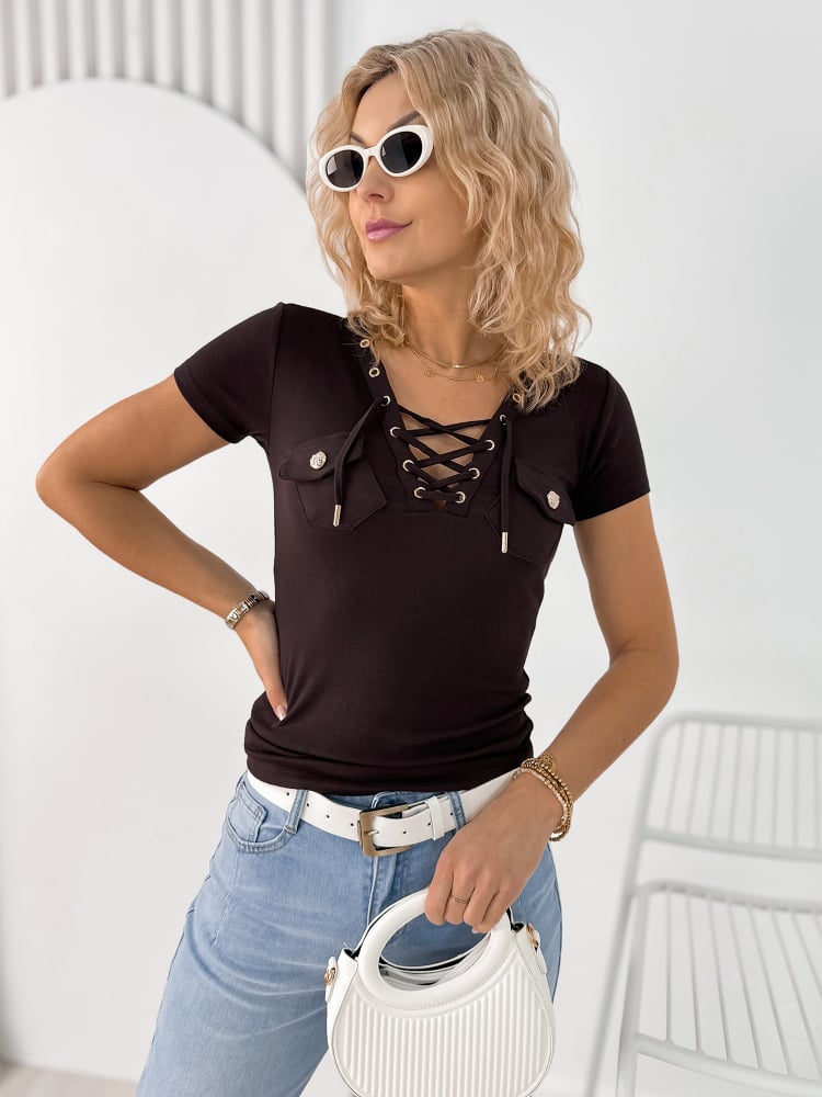 BLUZKA SOMERTON CIEMNOBRĄZOWA