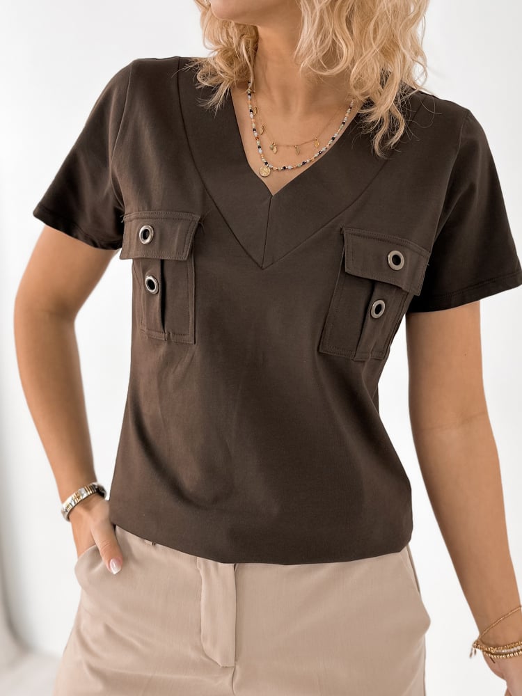 BLUZKA LANGLEY CIEMNOBRĄZOWA